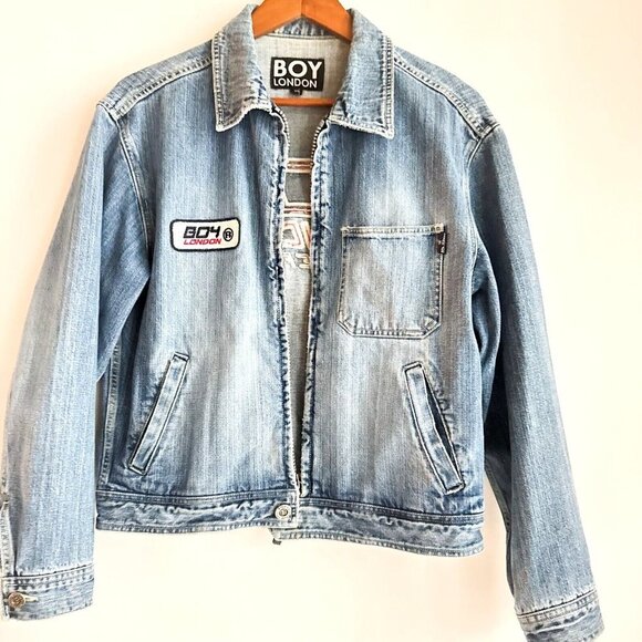 Vintage Boy London Denim PAtchowrk Distressed Jacket M - Picture 4 of 8